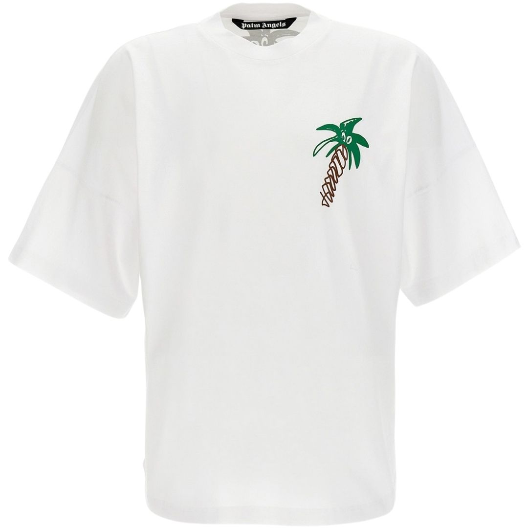 Weisses übergroßes T-Shirt mit Palmen-Grafik