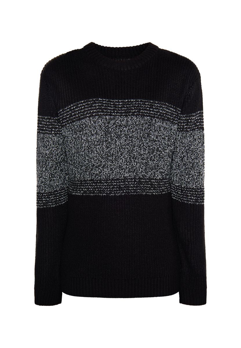 Gestreifter Strickpullover mit Rundhalsausschnitt