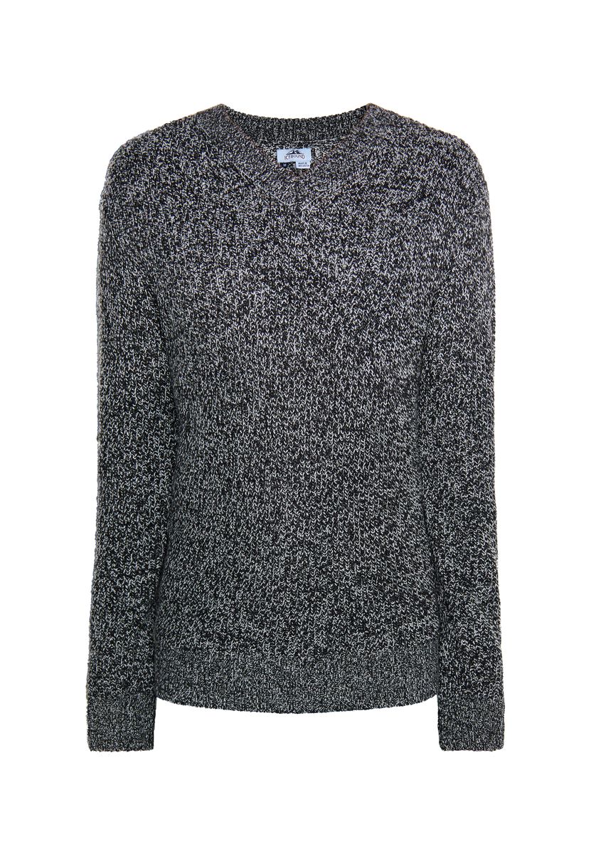 Gestreifter Strickpullover mit Rundhalsausschnitt