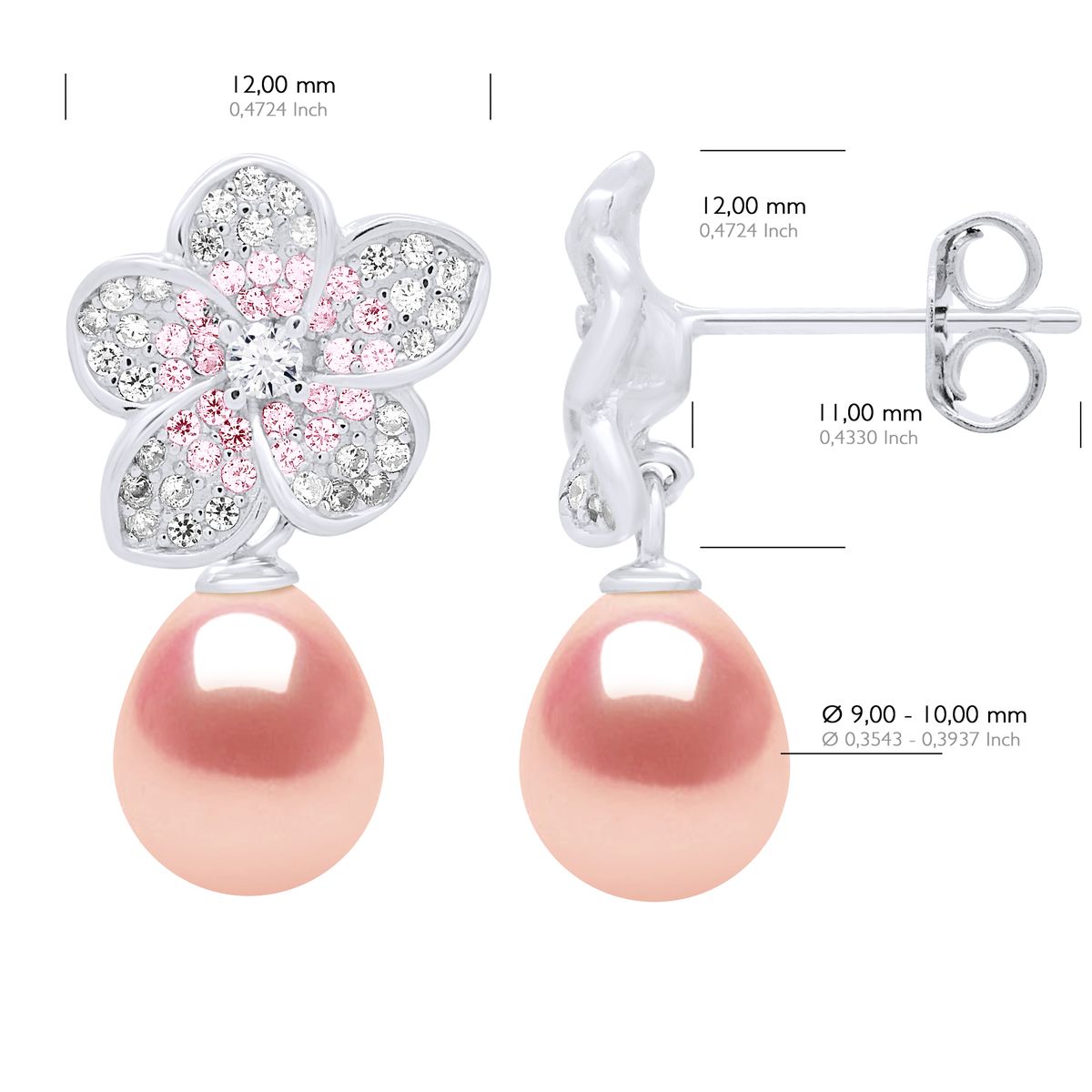 Perlen-Ohrhänger mit Blüten-Stecker