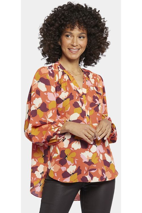Geblümte Bluse mit Puffärmeln