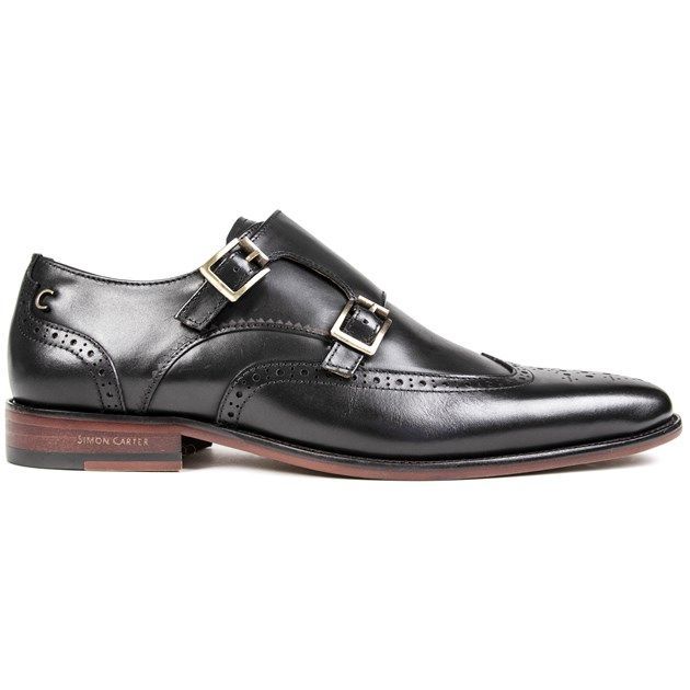 Schwarze Monk Strap Schuhe aus Leder für Herren