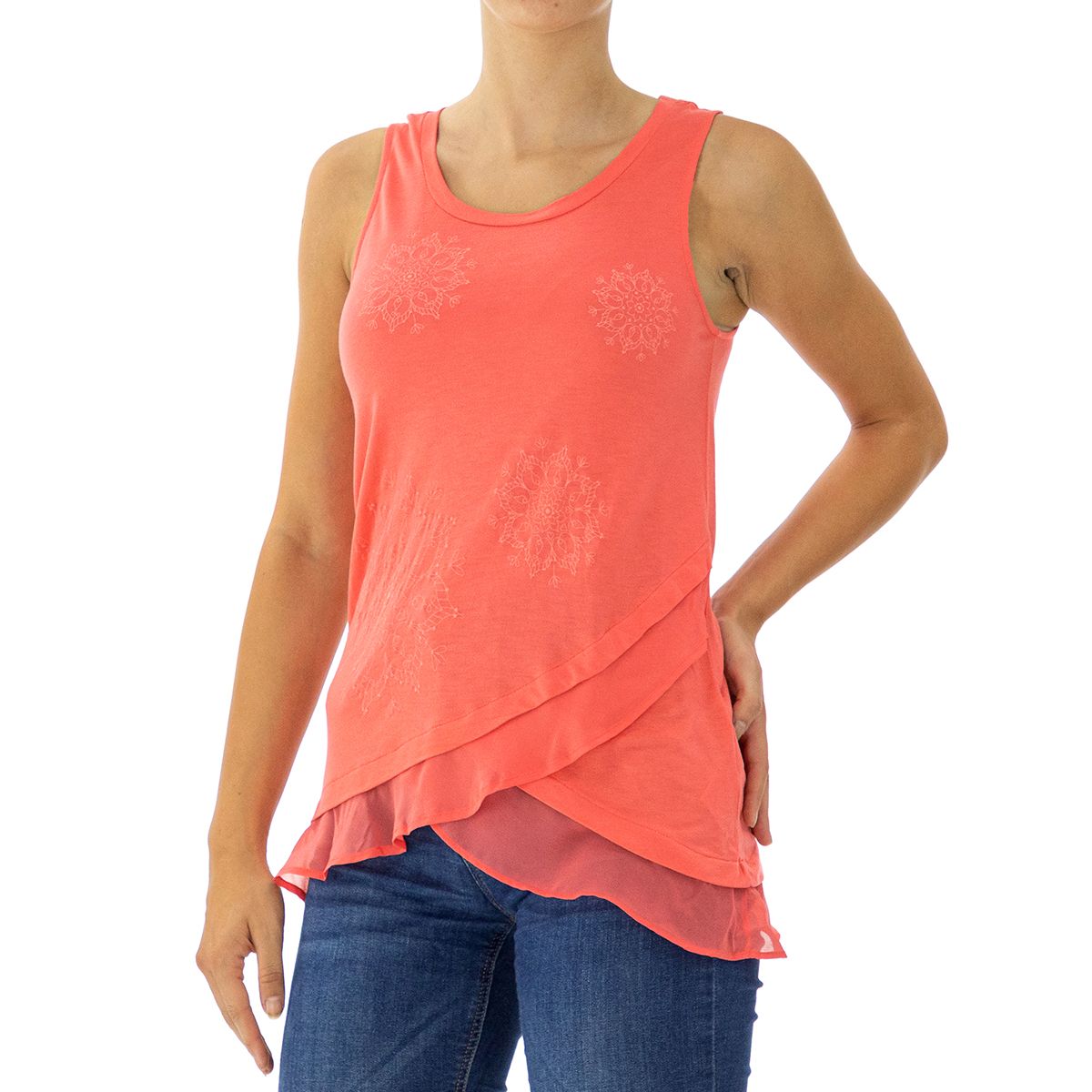 Lagen-Tank-Top mit Mandala-Stickerei