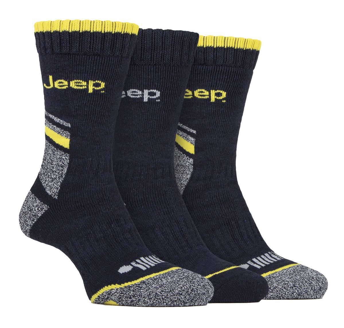 Herren Heavy Duty Work Socken mit Arch Support | Jeep | Full Cushion High Performance Cotton Boot Socken mit verstärkter Ferse und Spitze - Navy / Grau