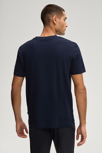 Joop! Enrique Marineblau T-Shirt Strukturierter Jacquard Reine Baumwolle Unisex