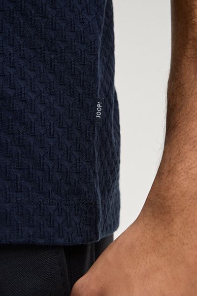 Joop! Enrique Marineblau T-Shirt Strukturierter Jacquard Reine Baumwolle Unisex