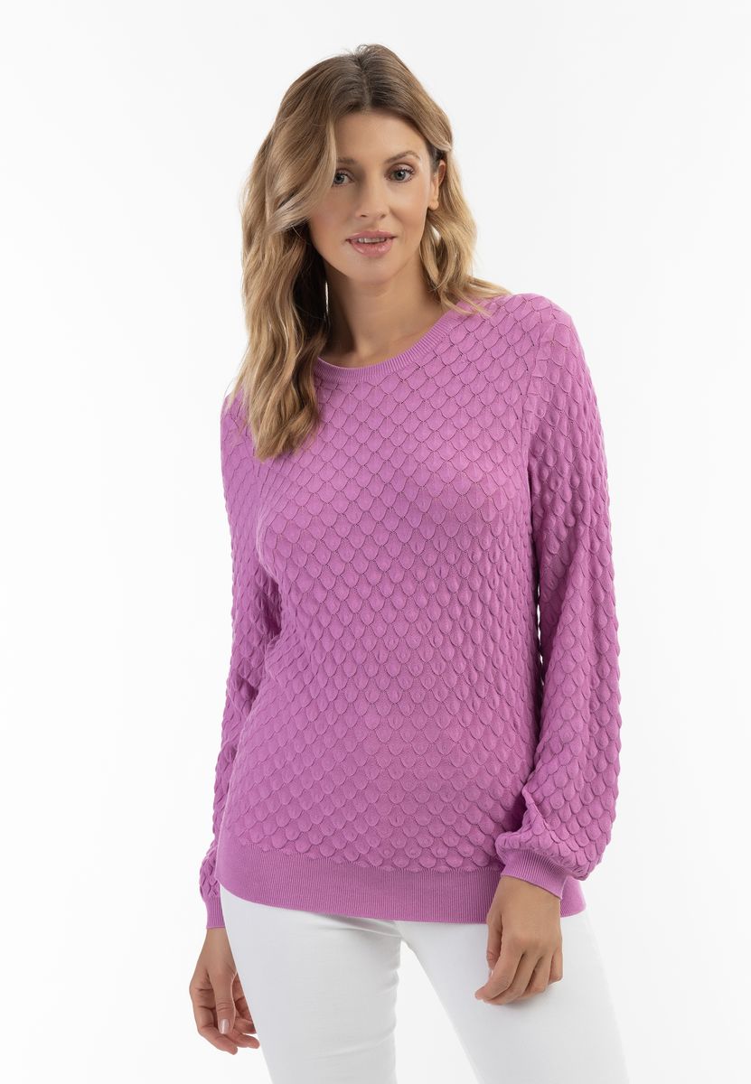 Strukturierter Strickpullover mit Schuppenmuster