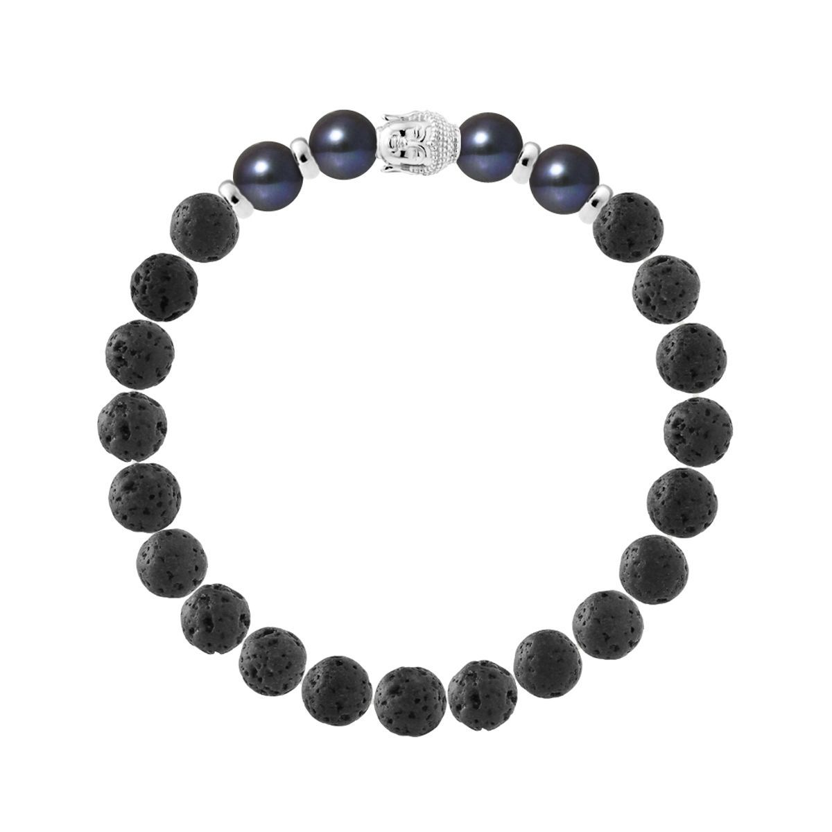 Lavasteinarmband mit Perlenakzent