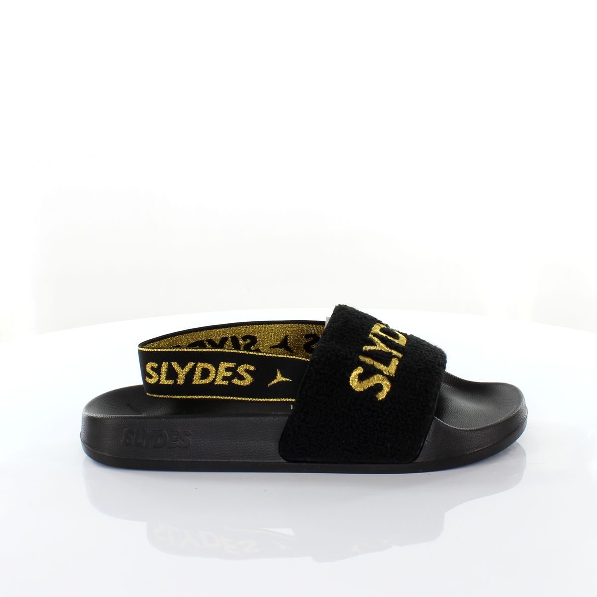 Damen Pantolette Schwarz und Gold