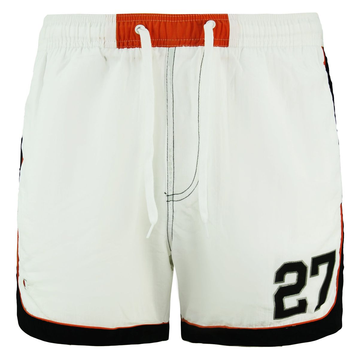Weiße Badeshorts mit Zahlendetail
