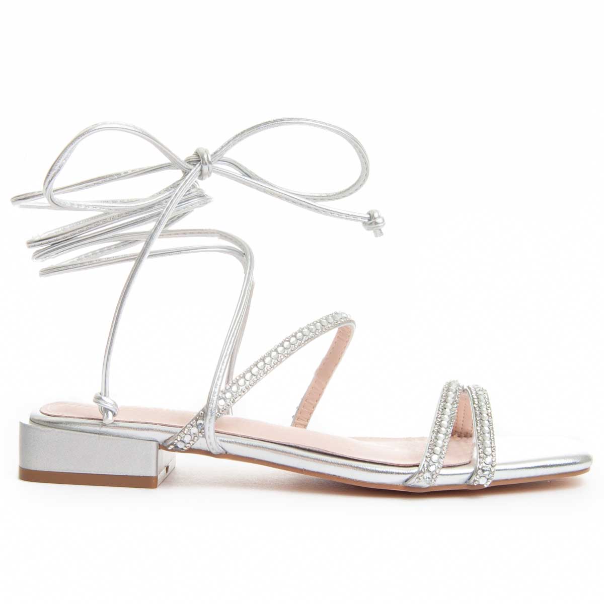 Strassbesetzte Riemchensandalette zum Schnüren