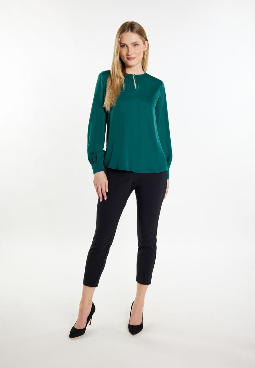 Glänzende Satinbluse mit Keyhole-Ausschnitt