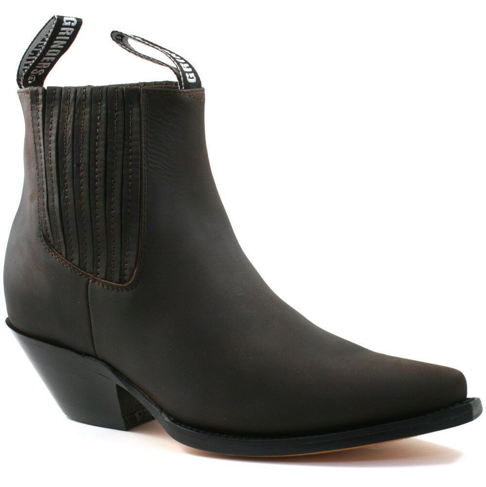 Braune Western Chelsea Stiefel aus Leder