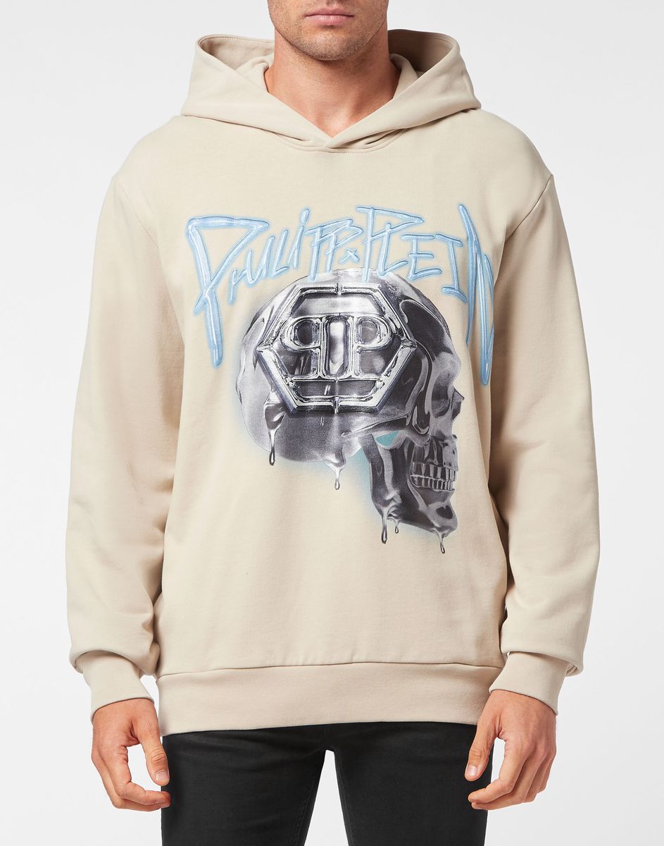 Hoodie aus Baumwollfleece mit Grafikprint