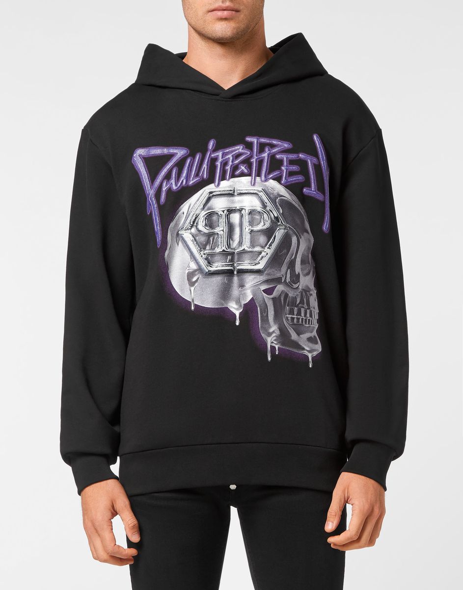 Hoodie aus Baumwollfleece mit Grafikprint
