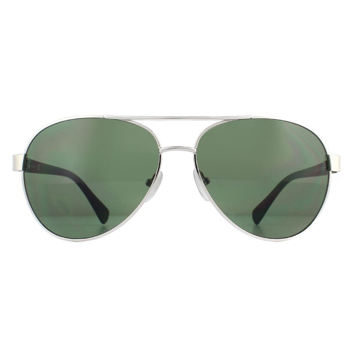 Silberne Aviator Sonnenbrille mit grünen Gläsern