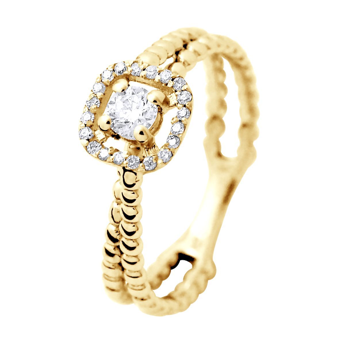 Diamant-Halo-Ring in Gold