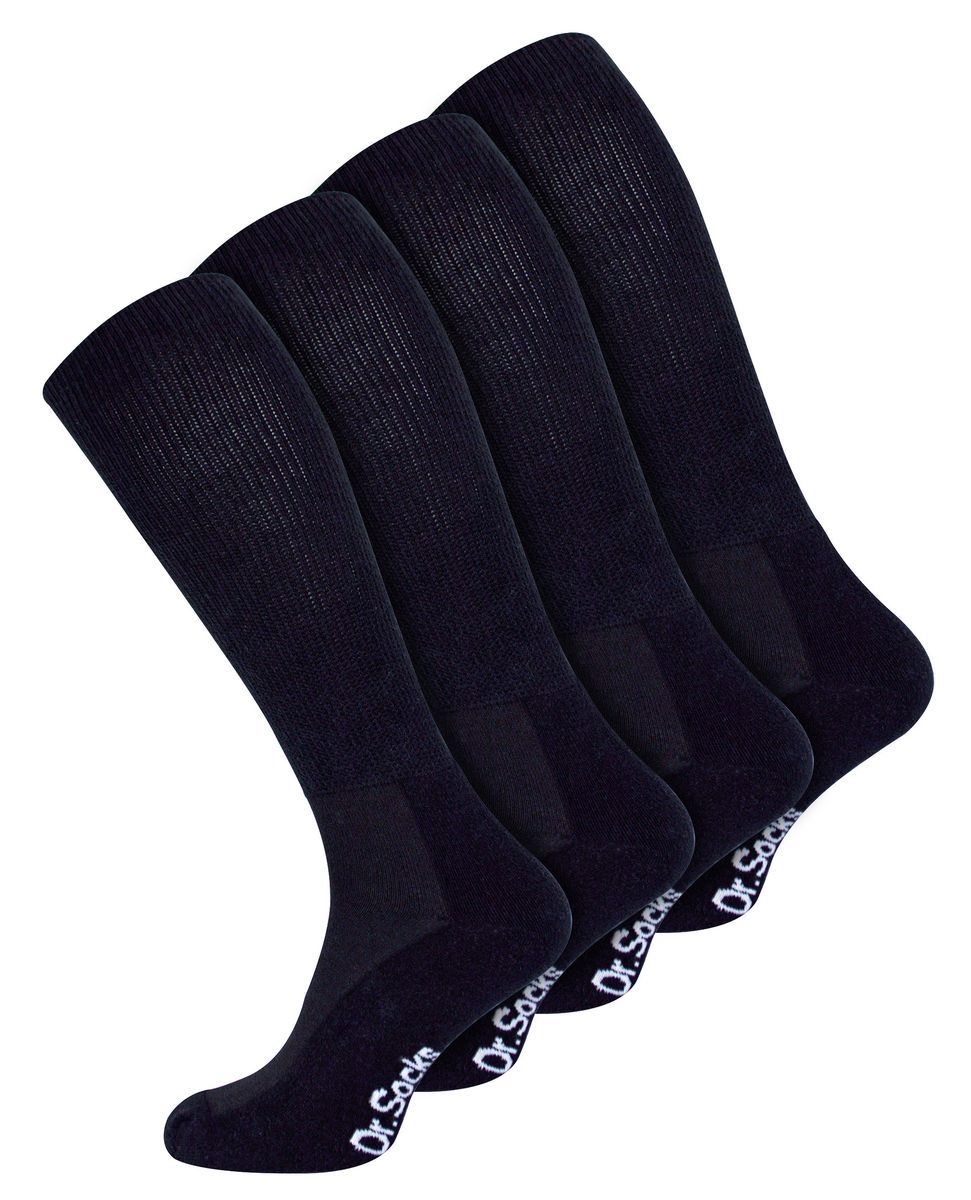 Mens Knee High Diabetiker Socken | Dr.Socks | Extra Wide Loose Long Bamboo Socken für geschwollene Beine - Schwarz
