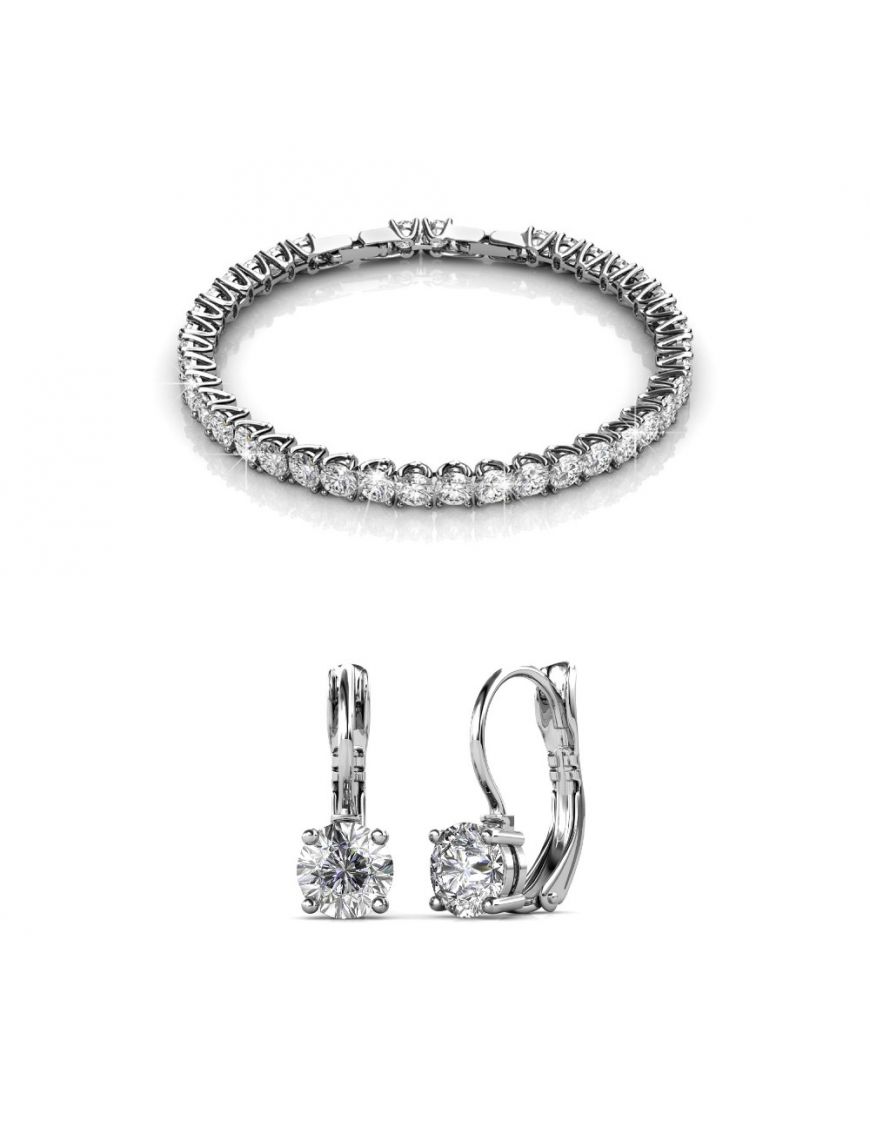 Kristall Tennisarmband und Ohrringe Set