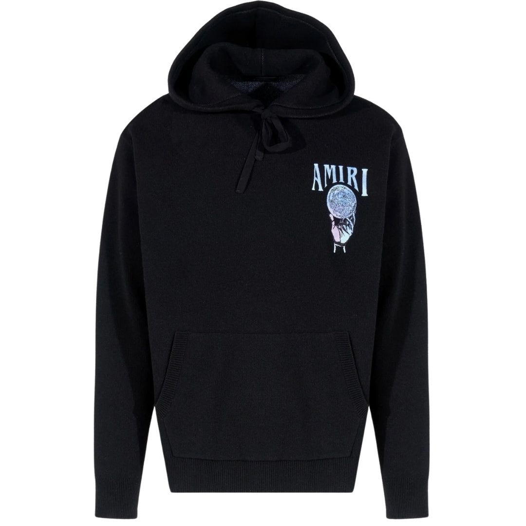 Schwarzer Kaschmir-Hoodie mit Grafikdruck