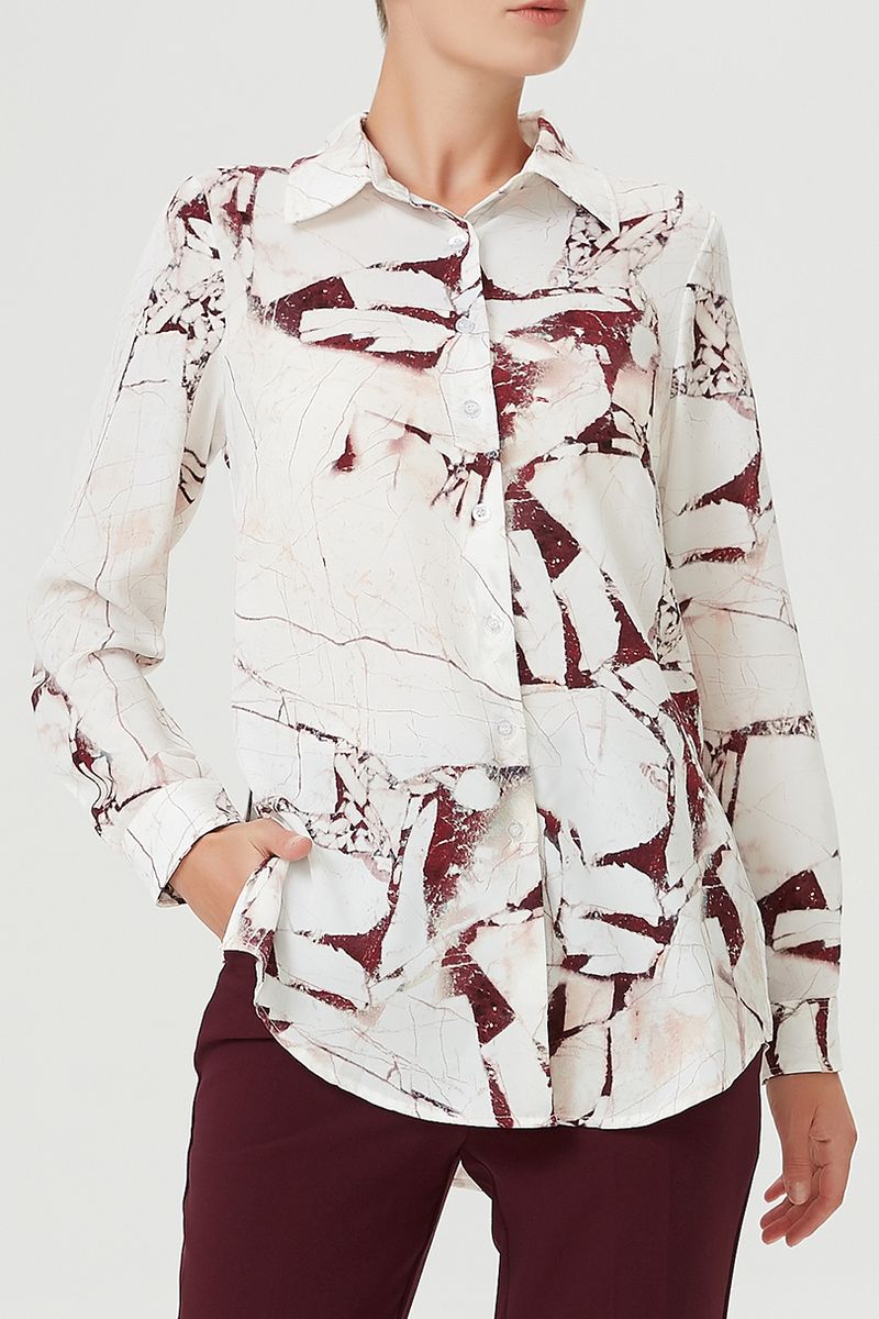 Langärmliges Hemd mit Marmorprint