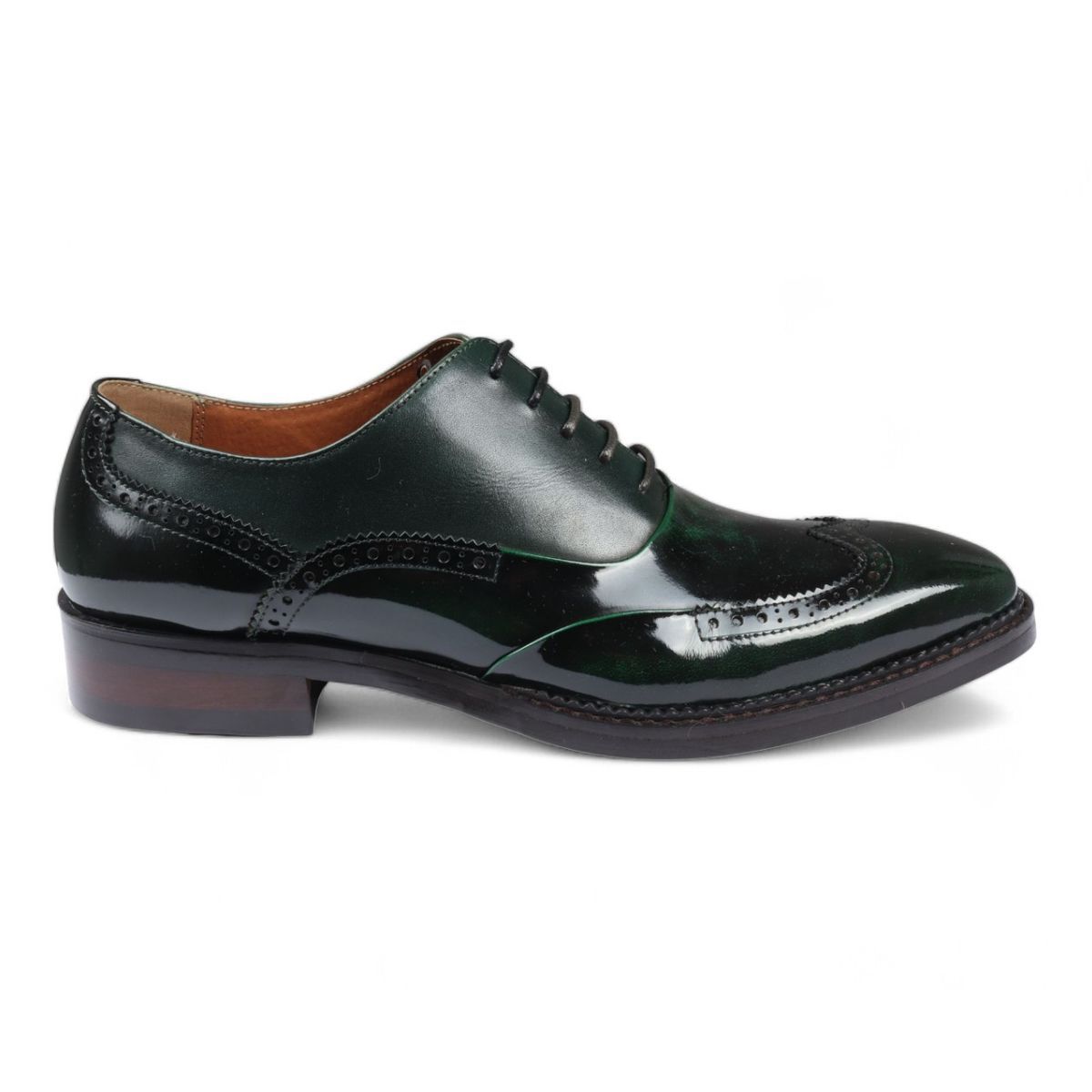 Herren Brogue Schuhe aus grünem Lackleder