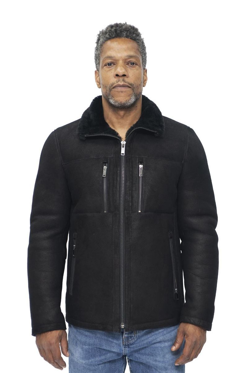 Herren Shearling Leder Bikerjacke