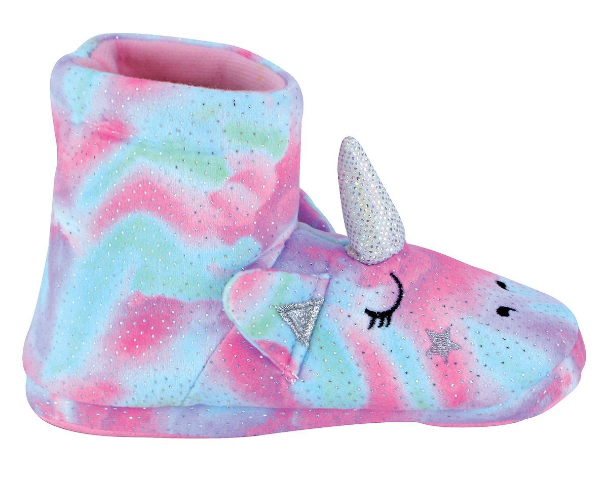 Kinder 3D rosa Einhorn Slipper Stiefel | Regenbogen Neuheit Booties für Mädchen - rosa