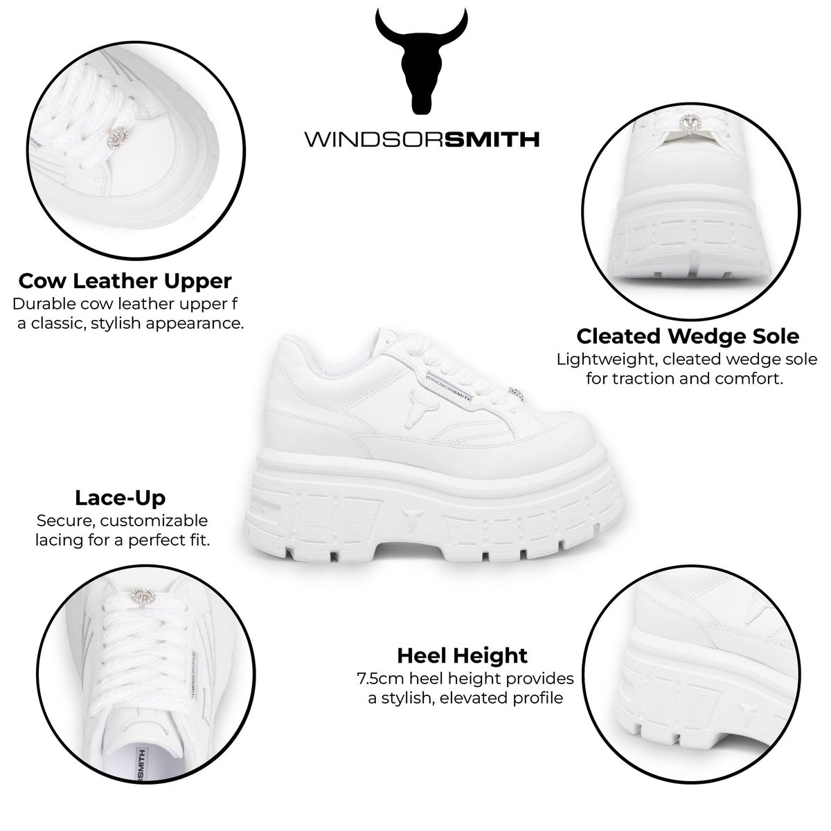 Klobige Leder-Plateau-Keilsneaker