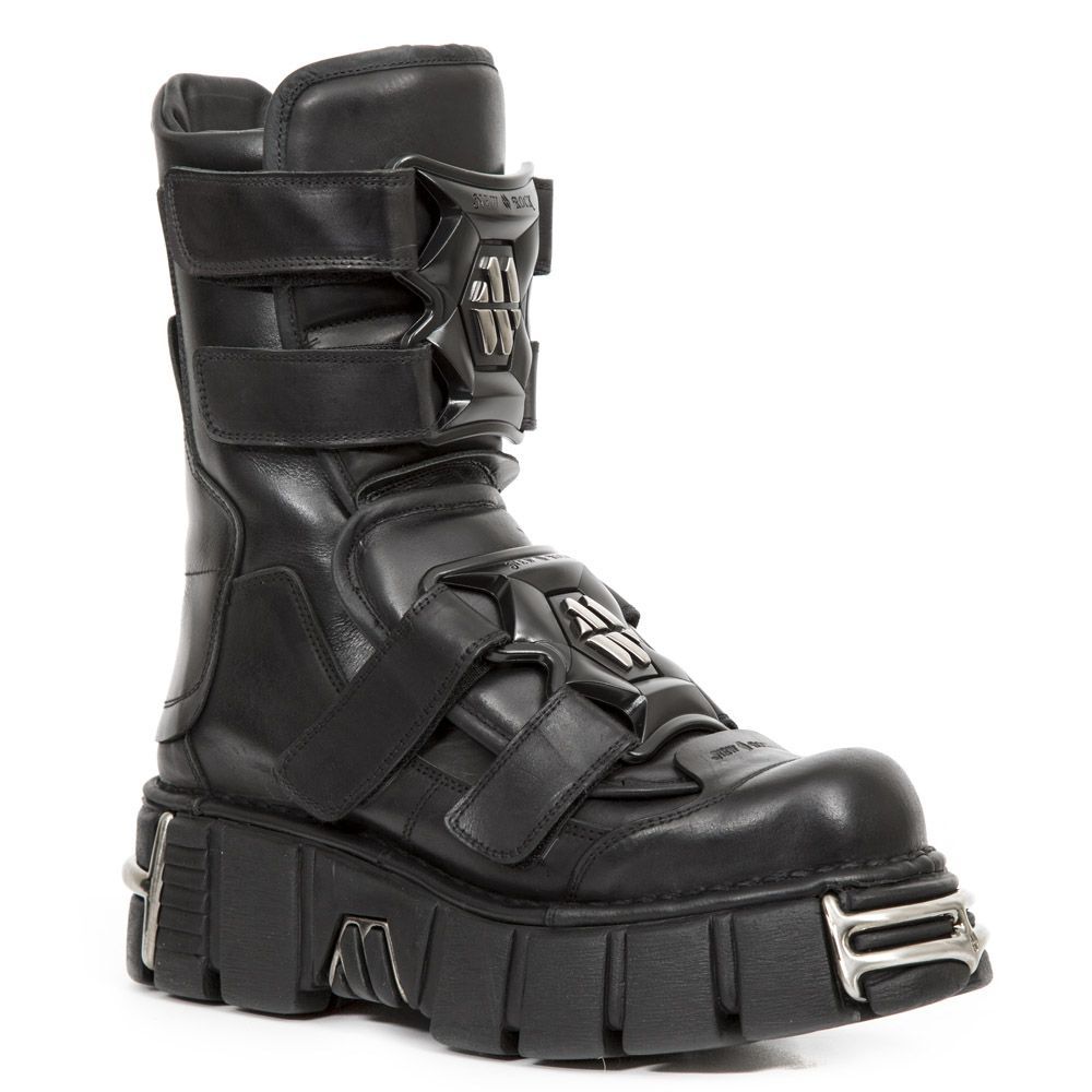 Klobige Gothic-Plateau-Stiefel mit Riemen