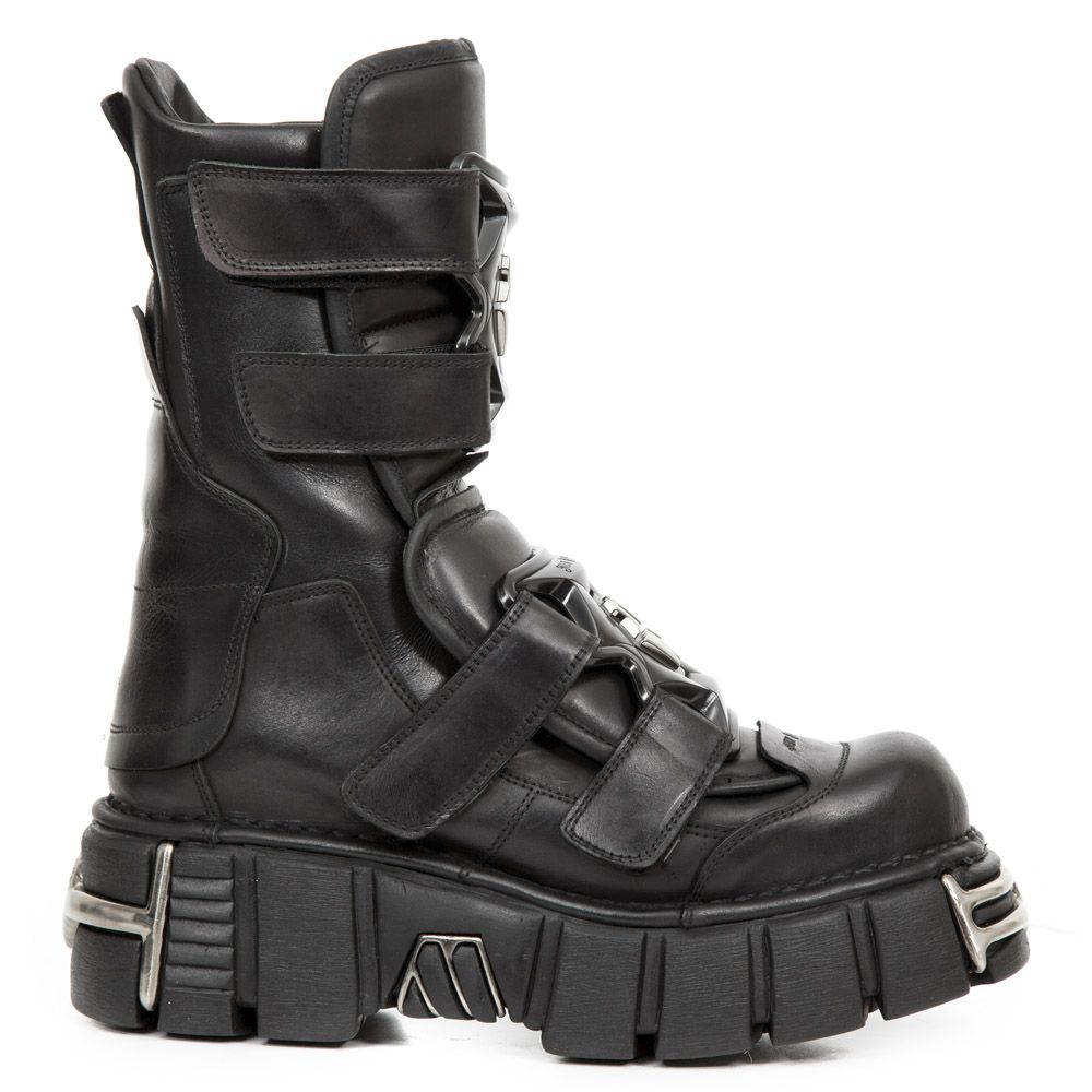 Klobige Gothic-Plateau-Stiefel mit Riemen