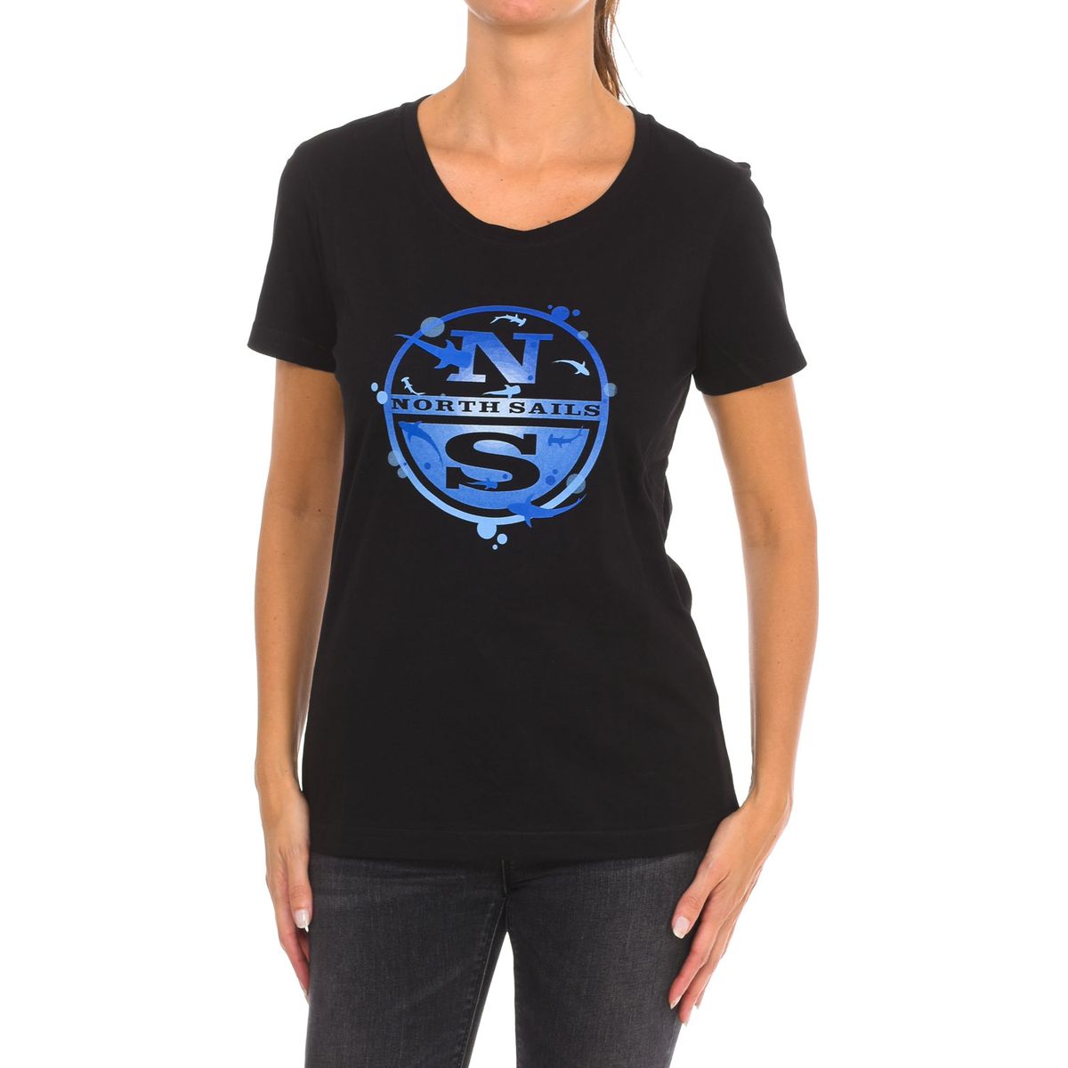 Baumwoll-T-Shirt mit Rundem Logo-Print