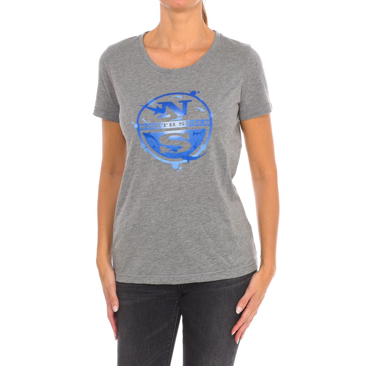 Baumwoll-T-Shirt mit Rundem Logo-Print