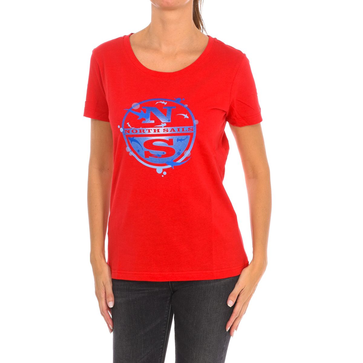 Baumwoll-T-Shirt mit Rundem Logo-Print