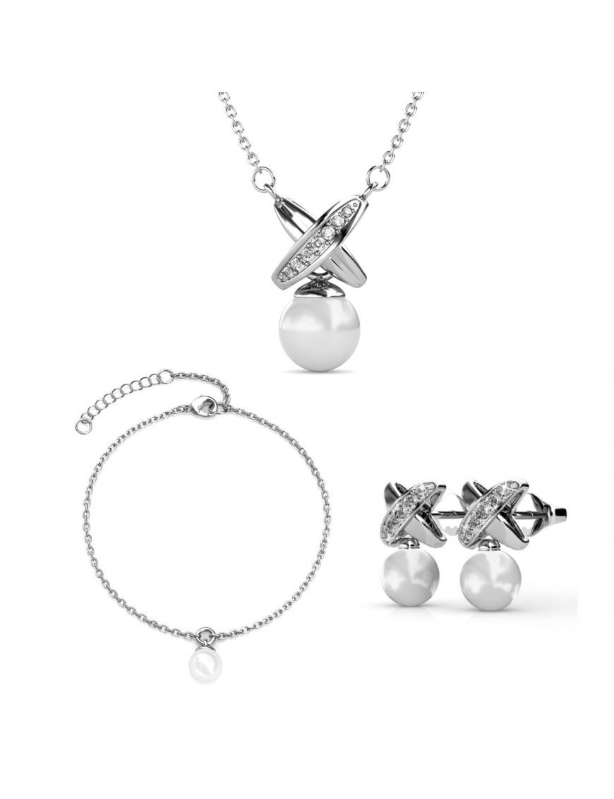 Elegantes Perlenschmuck-Set mit Kreuzmotiv