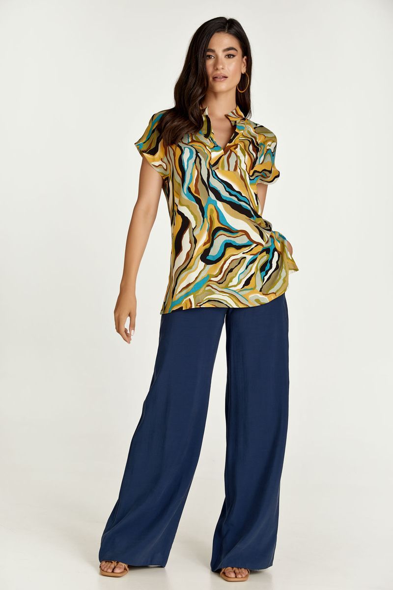 Ärmellose Bluse mit abstraktem Print