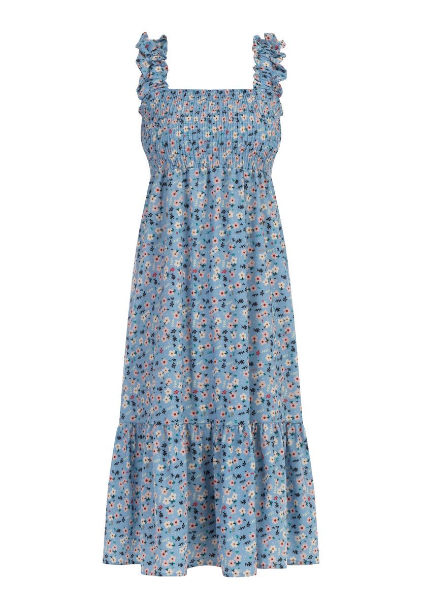 Mymo Midikleid Damen Blau Mehrfarbig