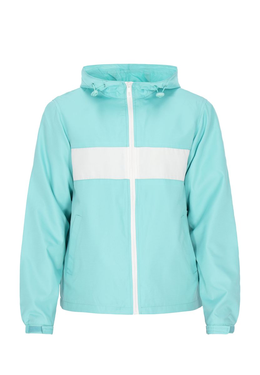 Leichte Aqua & Weiße Kapuzenjacke