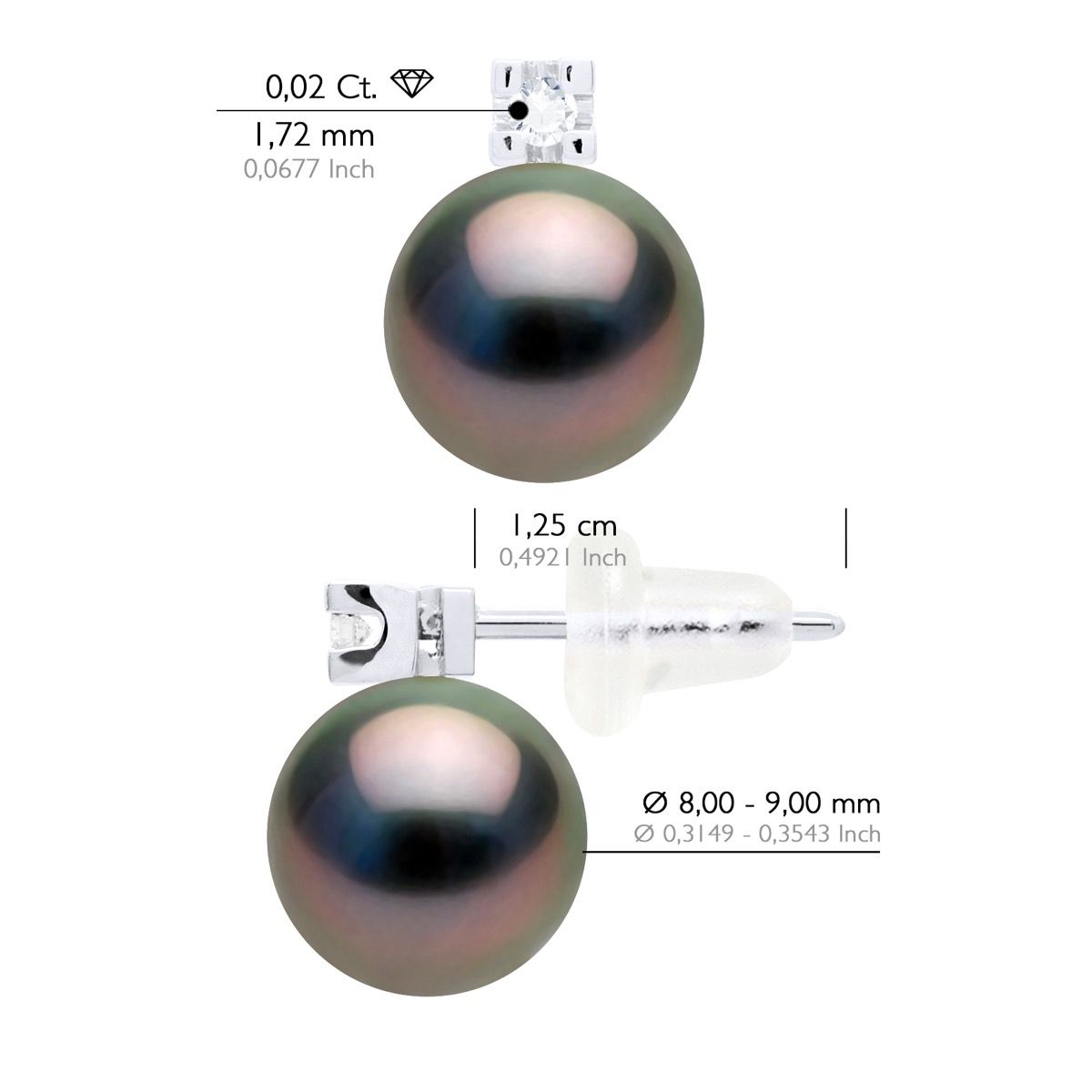 Tahitiperlen-Ohrstecker mit Diamanten