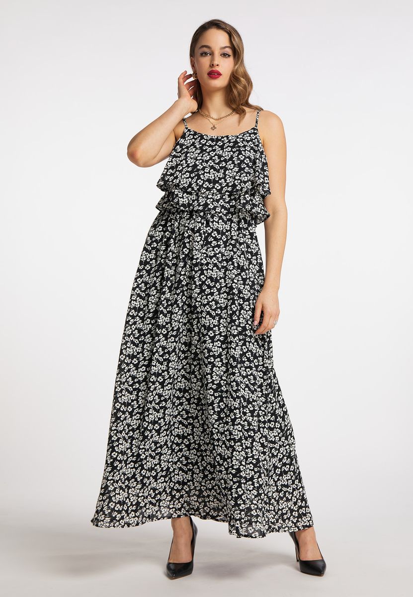 Fließendes Stufen-Maxikleid mit Blumenmuster