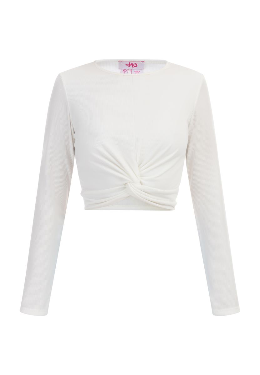 Mymo Langarmshirt Damen weiss