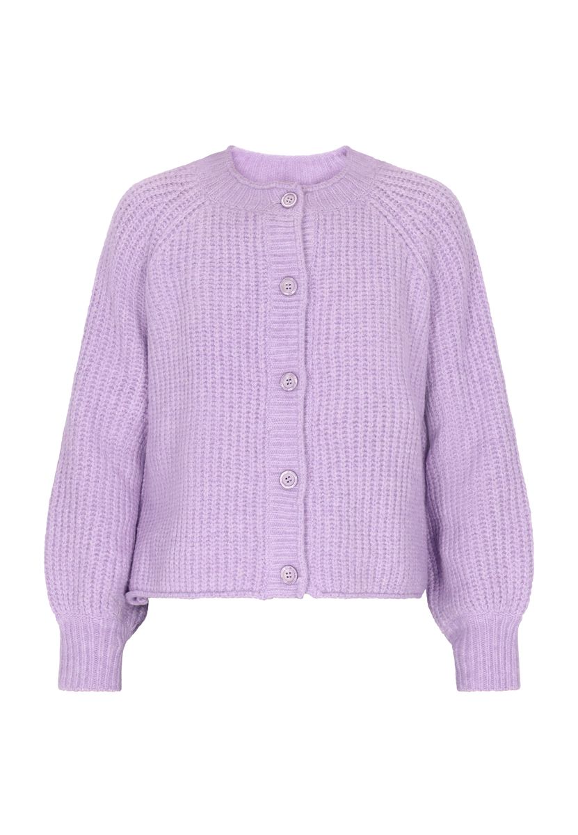 Strukturierte Strickjacke mit Puffärmeln