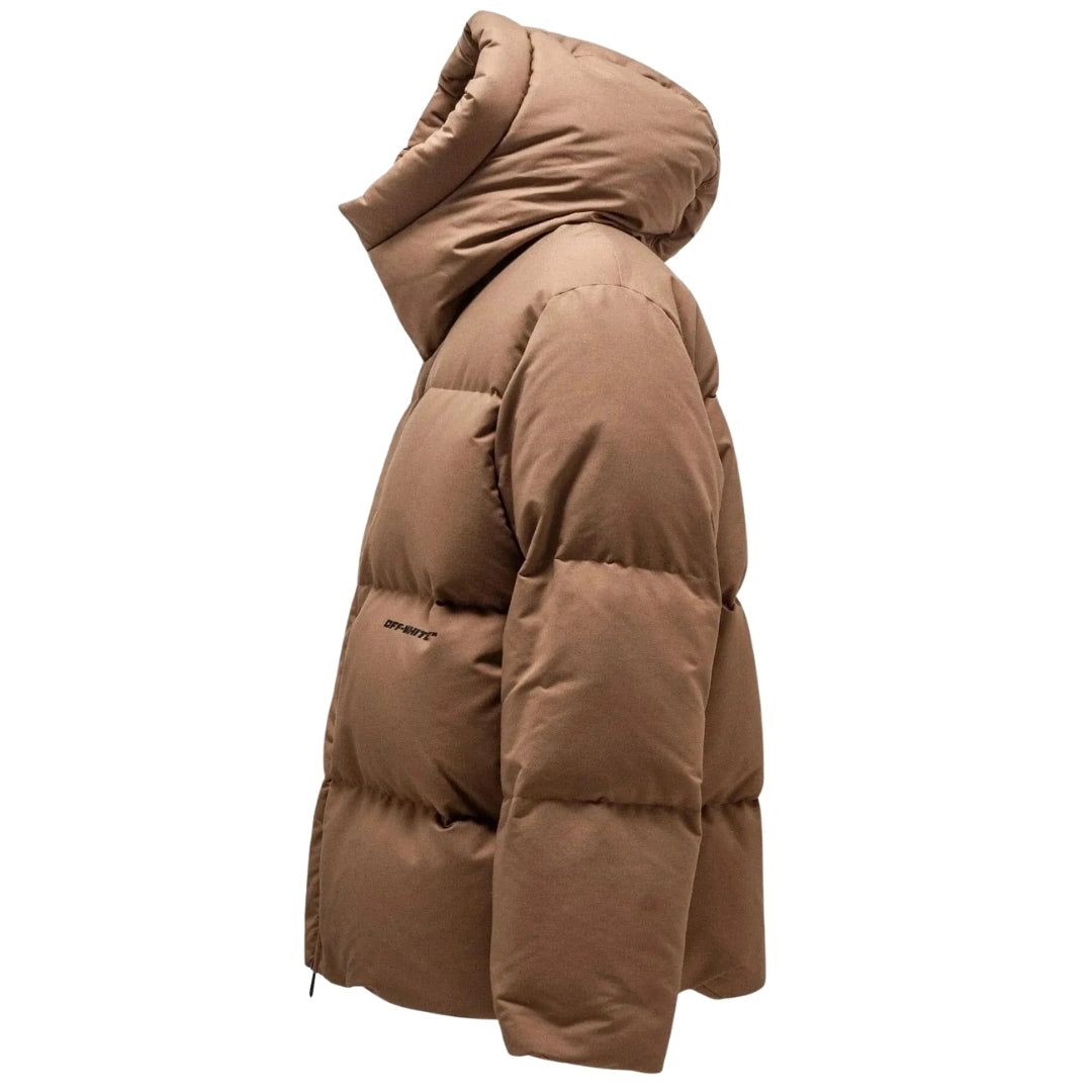 Oversized Canvas-Pufferjacke mit Trichterkragen