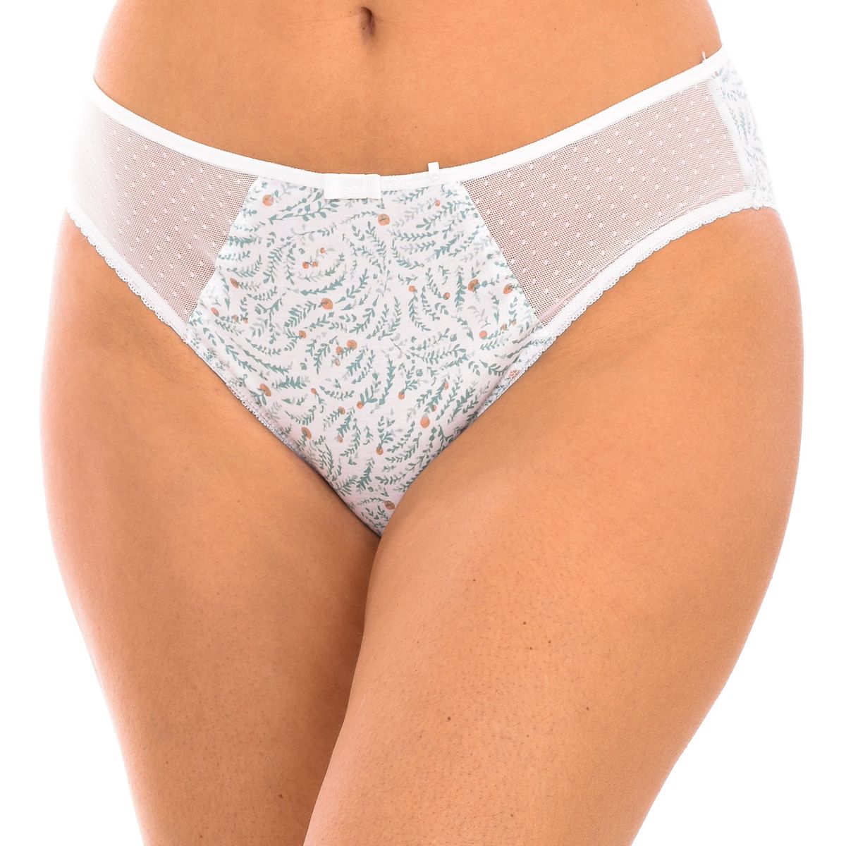 Weiße Baumwollslips mit Spitzendetail