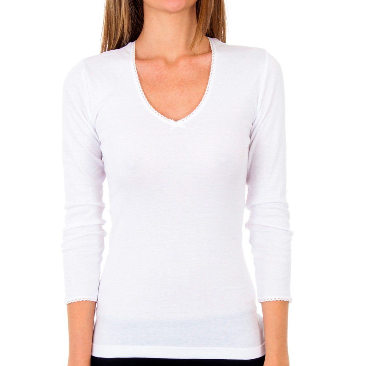 Langarm V-Ausschnitt Thermoshirt