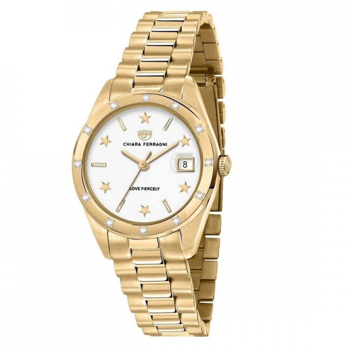 Goldfarbene Armbanduhr mit Sternakzenten