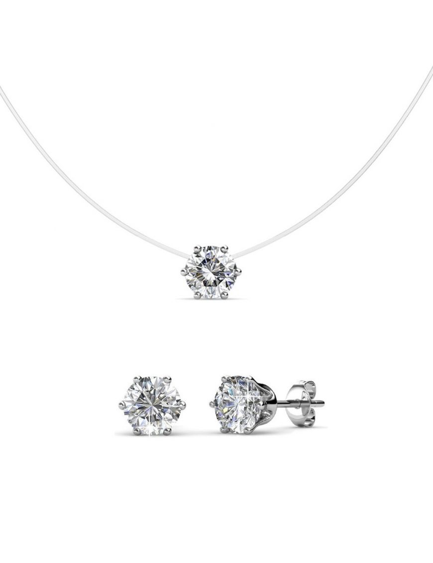 Kristall Anhänger Halskette und Ohrring Set
