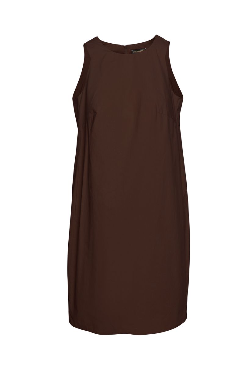 Ärmelloses braunes Baumwoll-Hängerkleid