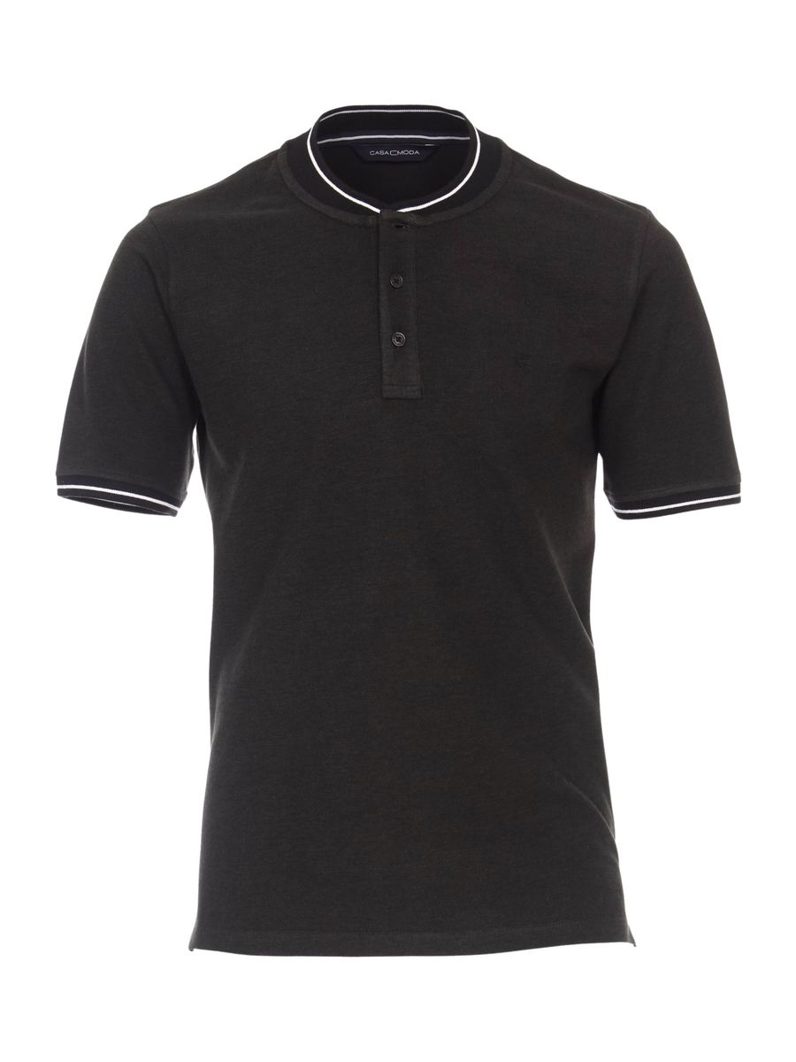 Kragenloses Poloshirt mit Kontrastbesatz