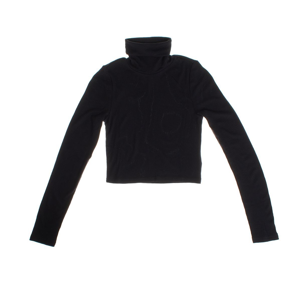 Geripptes, kurzes Rollkragenshirt